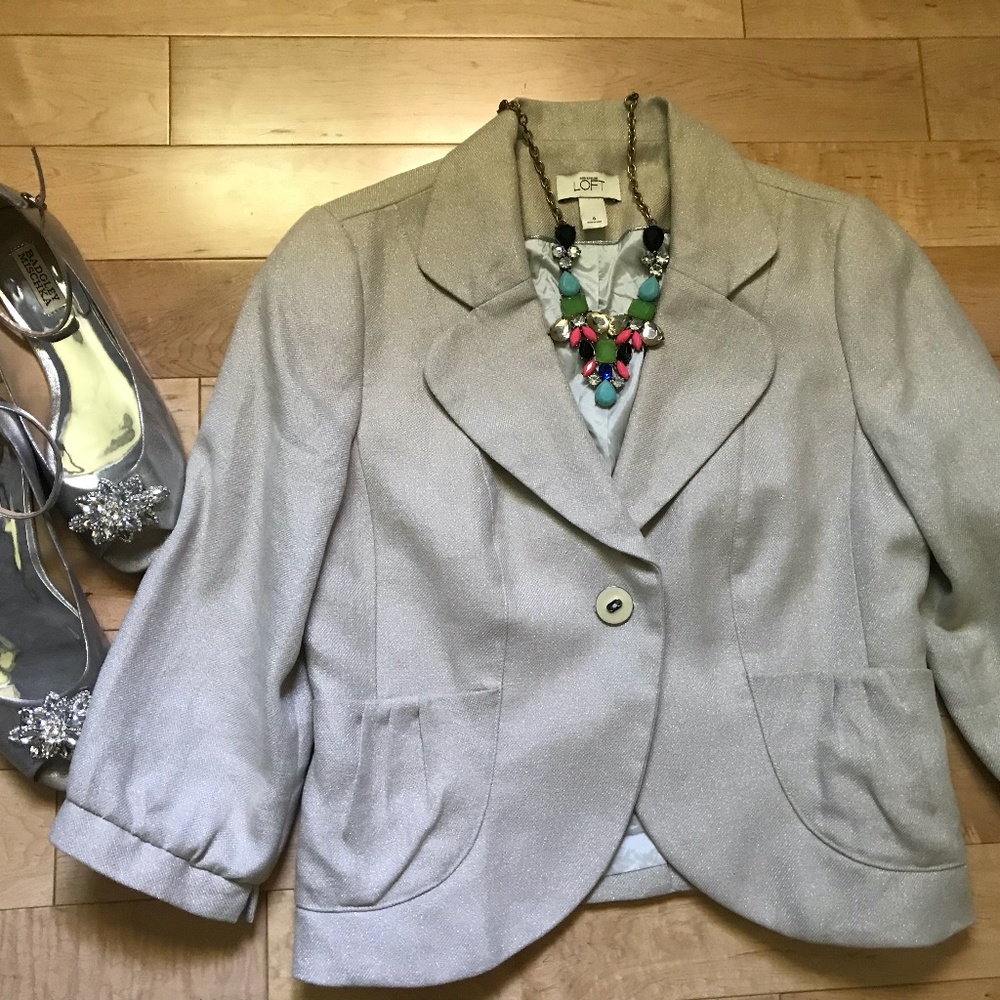 LOFT Silver Cream Jacket, size 6, EUC! - Picture 1 of 7